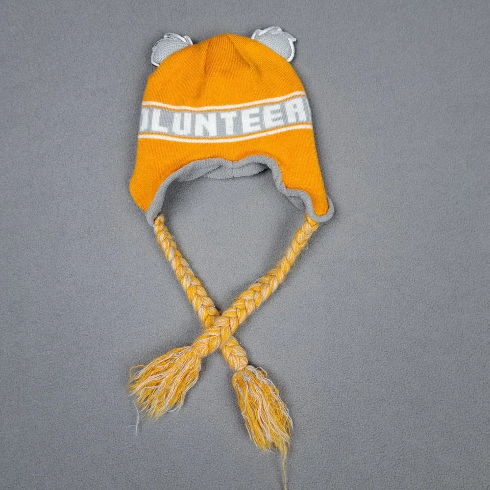 Tennessee Volunteers Beanie Kids‎ Orange Gray Fleece Braids Ears NCAA Football